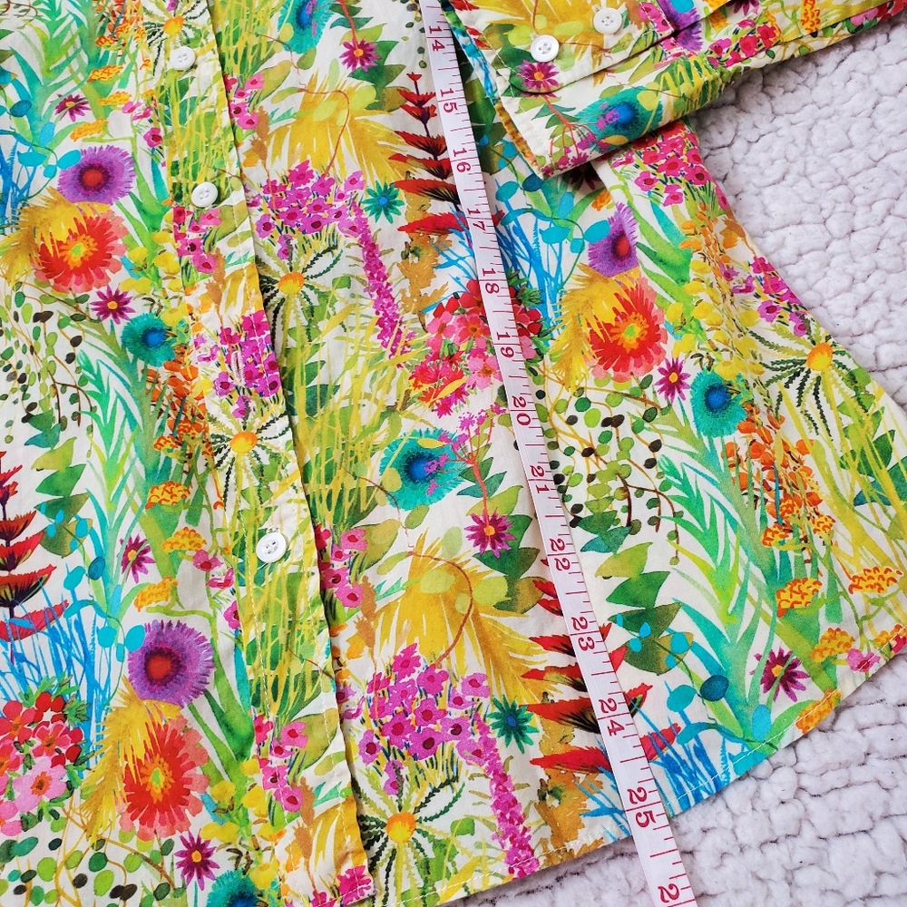 J.Crew Liberty Cotton Floral Button Down Size 0 Semi-Sheer - Picture 12 of 14